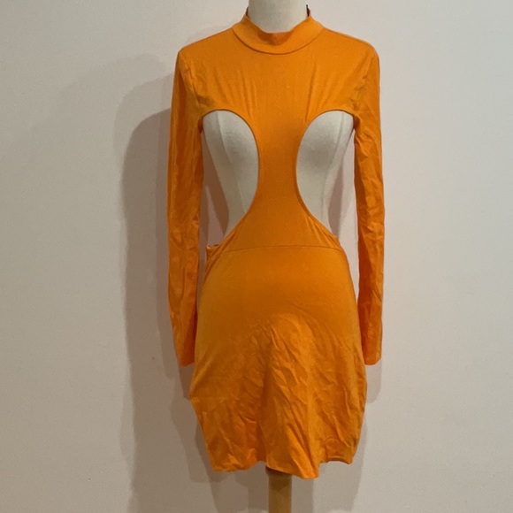 H:ours Antonella Mini Dress in Bright Orange, Size: M - Picture 3 of 7
